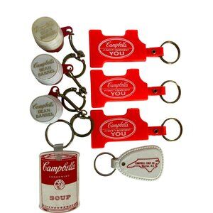 Campbells Soup Kids Vintage 8 Keychains Pork Beans RARE!